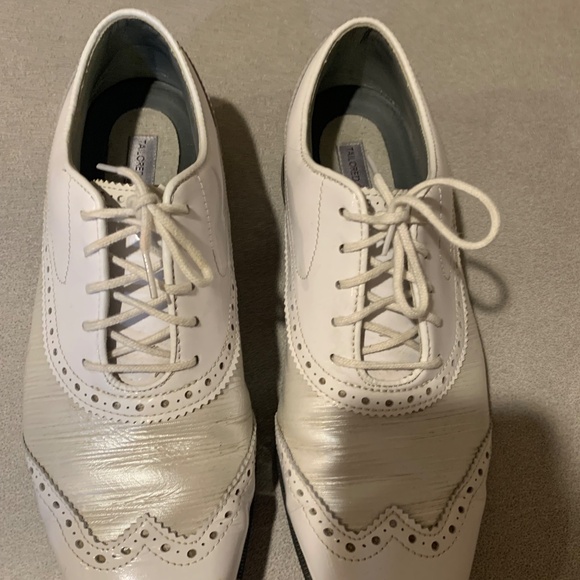 Foot Joy Tailored Collection White/Silver Golf Shoes sz 8.5 M - Picture 3 of 8